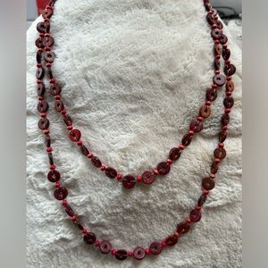 HANDMADE ARTISAN CRAFTED BEAD DEEP PINK DOUBLE OR SINGLE STAND NECKLACE 62” L OS